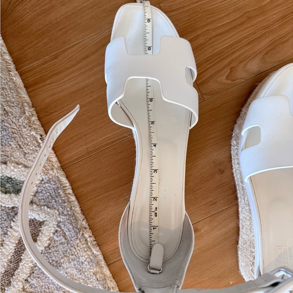 Hermes White Leather Platform Sandals - Picture 10 of 11